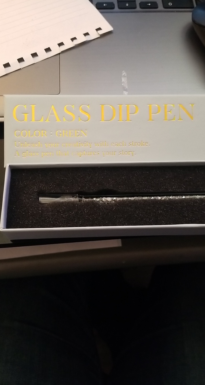 Glass Dip Pen - Green & Silver